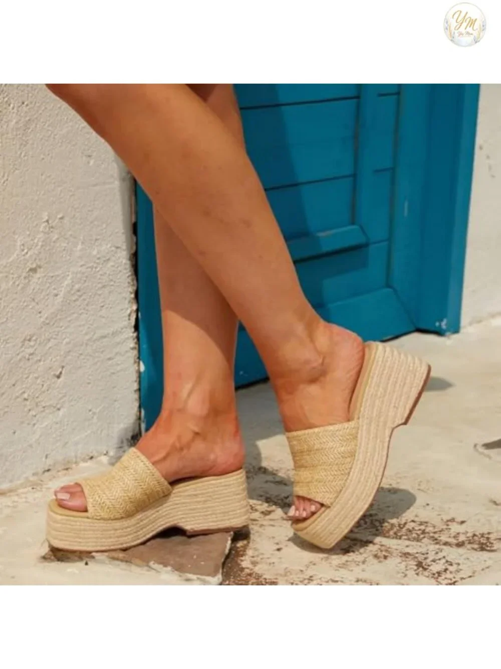 Espadrille Platform Wedge Sandals, Woven Jute, Non-Slip Slip On, Summer Beach
